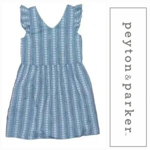 NWT Peyton & Parker Blue Dobby Striped Kids Casual Dress ~Regular & Plus